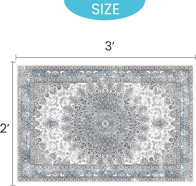 2’x3’ Entry Rug Welcome Mat Small Washable Indoor Door Rug Front Door Mat Non-Slip Blue