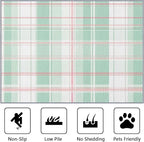 Plaid Large Rug - 7x9 Area Rug - Mint Green Tartan Gingham Rugs for Living Room Non Slip Low Pile Machine Washable Dining Room Rugs, Plaid Carpet Home Decor & Gifts