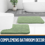 OLANLY Toilet Rugs U-Shaped 20x20, Extra Soft Absorbent Chenille Contour Bathroom Rugs for Toilet, Dry Quickly, Machine Washable, Non-Slip Bath Mat, Sage Green