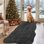 Large Dog Door Mat for Muddy Paws, 24x59 Absorbent Dirt Trapper Long Door Mat, Non-Slip Washable Mud Mat for Dogs, Polyester Microfiber Soft Pet Rug Mat for Entryway, Mud Dog Paws, Patio (Charcoal)