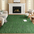 Eleisa Modern Vintage 9x12 Herringbone Chevron Area Rug, Non-Slip Stain Resistant Washable Rug, Green Large Rug for Living Room, Farmhouse Carpet for Bedroom, Kitchen, Dining Room, Home Office