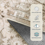 Lahome Boho Beige Fall Rugs for Living Room, Washable Bedroom Area Rug 5x7 Non-Slip, Soft Vintage Stain Resistant Nursery Carpets for Home Decor Non-Shedding, Soft Amber