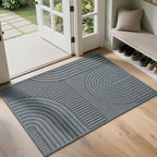 Front Door Mat 17''x30'', Absorbent Muddy Dirt Resist Washable Non Slip Low-Profile Indoor Doormat,Easy Clean Welcome Entryway Door Mats, Grey
