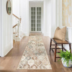 Lahome Moroccan Hallway Rug, 2'5''x8' Kitchen Runner Rugs Non Skid Washable Runners for Hallways, Ultra-Thin Oriental Carpet for Entryway Laundry Room Bedroom Bathroom, Khaki