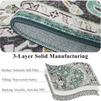 Large Area Rugs 6x9 , Washable Vintage Rugs -Low Pile, Soft Plush Rugs for Bedroom, Kitchen, Dining Room, Stain Resistance, Non Shedding & Kid & Pet Friendly, Green