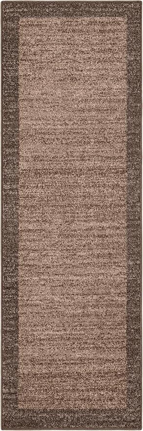 Rugs.com Angelica Collection Rug – 6 Ft Runner Light Brown Medium-Pile Rug Perfect for Hallways, Entryways