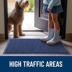 OLANLY Front Door Mat Indoor Outdoor Entrance, Waterproof Heavy Duty Doormat, Fade Resistant, Low Profile, Easy Clean Patio Porch Welcome Floor Mats for Entry, 71x30, Blue