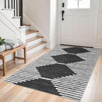 HelloTree Area Rug 4x6 Geometric Rug,Washable Modern Neutral Stain Resistant Indoor Carpet Boho Living Room Moroccan Rugs Fluffy Rug for Living Room Bedside Room Decor for Family-Black