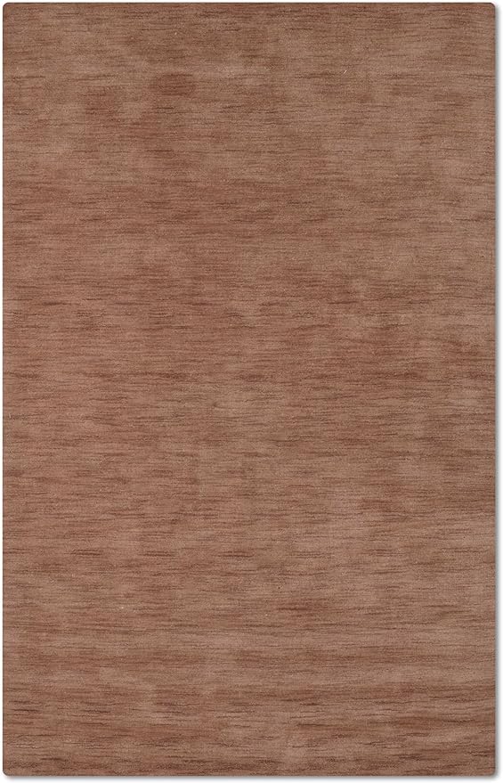 Hand Knotted Loom Wool ECO-Friendly Area Rugs - 5'x8', Rectangle, Light Brown Color, Solid Plain Design, High Pile Thick Handmade Anti Skid Rugs for Living Room (L00111)