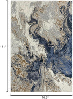 LUXE WEAVERS Marble Collection Blue Area Rug 6x9 Modern Abstract Swirl Design Non-Shedding Carpet