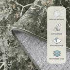 Lahome Washable Area Rugs 5x7 Green Rugs for Living Room,Boho Rug for Bedroom,Dining Room Carpet for Under Table, Distressed Non Slip Low Pile Carpet for Indoor Home Office Nursery(5'x7',Green)
