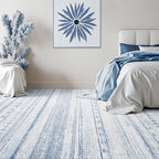 5x7 Area Rugs for Living Room Machine Washable Rug Distressed Indoor Carpet Neutral Moroccan Boho Rug Ultra Soft Area Rug for Bedroom Dining Room Playroom Office, Blue