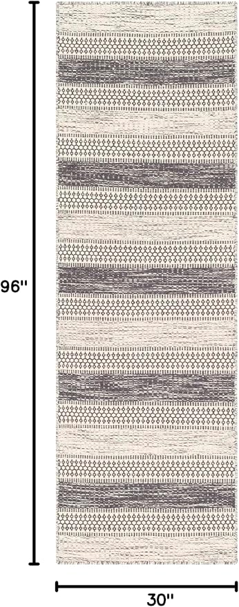 Mark&Day Wool Rugs, 2x8 Marvelle Global Medium Gray Runner Area Rug, Black Ivory Carpet for Hallway, Kitchen, Bedroom or Living Room (2'6" x 8' Runner)