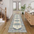 Dripex Hallway Runner Rug 2x10, Washable Rug Kitchen Rug Non Slip with Rubber Backing Soft Thin Vintage Carpet Runner for Entryway Bedroom Bathroom Laundry Room Living Room Decor, Teal Multi