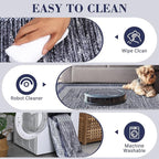 GarveeHome 6x9 Large Washable Area Rug Modern Bordered Rug Distressed Geometric Floor Carpet, Soft Non Slip Low Pile Non Shedding Rug, Indoor Navy Blue for Bedroom, Living Room