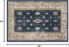 RUGGABLE Washable Vintage Area Rug – Verena Sapphire 2x3, Stain-Resistant, Non-Slip – Small Machine Washable Rugs for Living Room, Bedroom, Hallway, Entryway & Bathroom–with Cushioned Pad