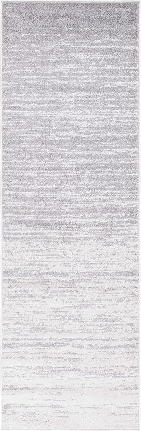 SAFAVIEH Adirondack Collection Runner Rug - 2'6" x 14', Ivory & Silver, Modern Ombre Design, Non Shedding & Easy to Clean, Ideal for Hallway, Foyer, Kitchen, Entryway, Bedroom (ADR113B)