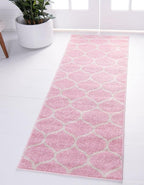 Rugs.com Lattice Frieze Collection Rug – 2' x 6' Runner Light Pink Medium Rug Perfect for Living Rooms, Large Dining Rooms, Open Floorplans