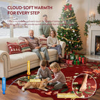 Lahome Floral Christmas Rugs for Living Room, Washable Christmas Rug 8x10 Under Bed Soft Xmas Tree Red Rug, Stain Resistance Large Carpets for Dining Room Office Home Decor, Red
