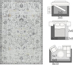 jinchan Kalen Runner Rug 2x6 Washable Area Rug Soft Vintage Hallway Indoor Floor Mat Thin Retro Distressed Carpet Grey Floral Country Non Slip Bathroom Kitchen Bedroom Living Room