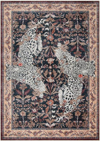 Moynesa Leopard Washable Area Rugs for Living Room, 5x7 Vintage Soft Rug for Bedroom, Non Slip Boho Ultra Thin Large Stain Resistant Throw Rug for Dining Guest Room, Puce Red