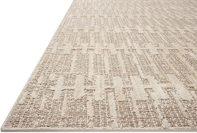 Loloi Amber Lewis Bexley Collection BEX-02 Taupe/Natural 6'-6" x 9'-3" Area Rug Neutral, Textured, Living, Bedroom, Dining, Carpet
