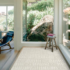 Revival Rugs Shell 3'11"x6'1" Machine Washable Area Rug for Kitchen Bedroom - 100% Recycled Oeko-TEX Certified, Medium Pile, Beige, Cream