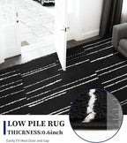 YIHOUSE 5x7 Abstract Line Area Rug, Modern Washable Stain Resistant Rugs Non Slip, Soft Indoor Floor Carpet for Living Room, Bedroom,Dining Room, Black and White