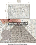 Enkor Area Soft Rugs 8x10 Washable Non Slip Boho Floor Rugs for Living Room Bedroom, Vintage Style Farmhouse Mat for Kitchen Entryway White & Grey