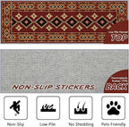 Burgundy Diamond Runner Rug, 2x10ft Hallway Runner Rugs - Corridor & Foyer Area Rugs, Non-Slip Mat Durable Rug, Washable Flannel Material, Southwestern Geometric Home Decor Carpet
