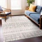 Rugshop Geometric Boho Area Rug – Gray Tribal Pattern, Perfect for Living Room, Bedroom, Office, 3'3" x 5'
