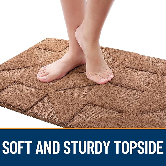 OLANLY Door Mats Indoor, Non-Slip, Absorbent, Dirt Resist, Entrance Washable Mat, Low-Profile Inside Entry Doormat for Entryway (47x20 inches, Brown)
