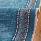 Antep Rugs Alfombras Bordered Modern 2x7 Non-Slip (Non-Skid) Low Pile Rubber Backing Indoor Area Runner Rug (Turquoise Blue, 2' x 7')