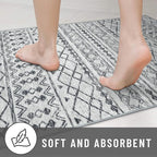 KUTA Moroccan Rugs for Entryway, 2PCS 2x3 and 2x6 Grey Entrance Small Area Rug, Non-Slip Washable Ultra Soft Hallway Runner Rug, Vintage Geometric Low-Pile Indoor Door Mat Floor Carpet