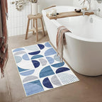 MUJOO Blue Small Rug Washable,2x3 Area Rugs for Entryway Bathroom Entry Entrance Bedroom Kitchen,Front Door Mat Boho Throw Carpet Non Slip Indoor Soft Modern Abstract Navy Blue