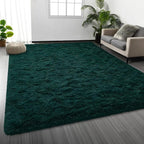 Soft Deep Green Area Rug Shaggy Rugs Fluffy Carpets for Living Room Bedroom Girls Room Nursery Home Decor, 4 X 6 Dark Green Tie-Dyed Plush Fuzzy Rugs, Shag Indoor Floor Bedside Rug