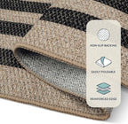 Lahome Modern Geometric Easy Jute Outdoor Rug, 3x5 Black Washable Kitchen Rugs for Bedroom Thin Non Slip Indoor Door Mat, Non Slip Farmhouse Carpet for Office Patio