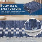 GarveeHome 10x13 Area Rug Large Living Room Scalloped Rug Non Slip Low Pile Bedroom Throw Carpet Soft Modern Bordered Dining Room Rug Stain Resistant Boho Carpet for Home Office, Blue