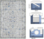 jinchan Kalen Area Rug 2x3 Washable Entryway Rug Soft Door Mat Vintage Indoor Entrance Thin Retro Distressed Carpet Blue Floral Country Boho Non Slip Doormat Bathroom Kitchen Bedroom