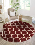 Rugs.com Lattice Collection Rug – 8 Ft Round Dark Terracotta Medium-Pile Rug Perfect for Kitchens, Dining Rooms