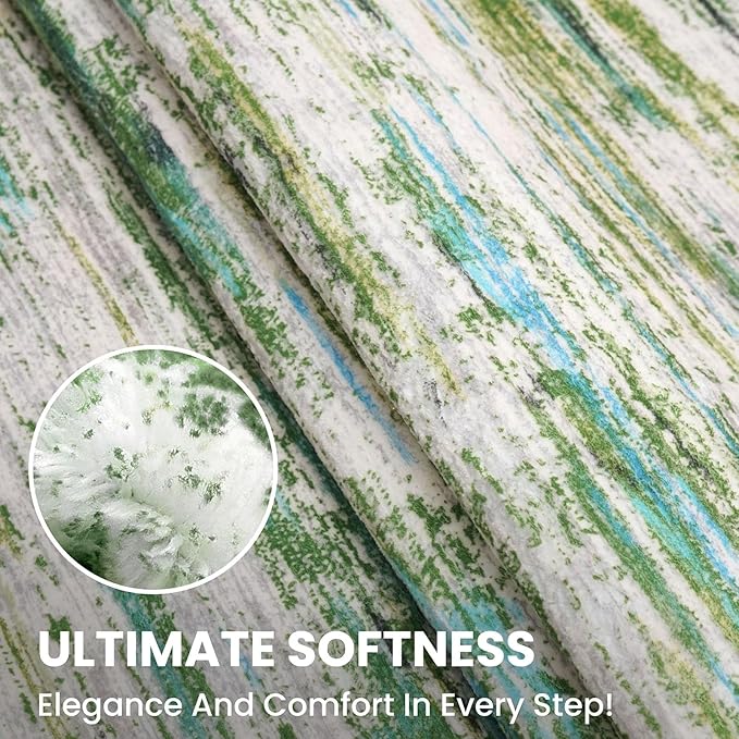 2x6 Modern Abstract Runner Rug for Hallway, Green Grey Multi Super Soft Hallway Decor Kitchen Rugs with Non-Slip, Non-Shedding Washable Rug for Entryway Bedroom Laundry Indoor