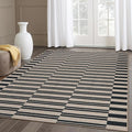 Lahome Striped Easy Jute Rug, 5x7 Outdoor Patio Rug Neutral Dining Room Rug Indoor Outdoor Carpet, Farmhouse Washable Non Slip Black Carpet for Backyard Living Room Office Deck