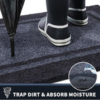 PURRUGS Dirt Trapping Door Mat 24" x 70", Non-Slip/Skid Machine Washable Entryway Rug, Shoes Scraper, Area Rug, Super Absorbent Welcome Mat for Muddy Wet Shoes and Paws, Bluish Grey & Charcoal