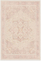 RUGGABLE Washable Area Rug – Kamran Soft Pink 6x9, Stain-Resistant, Non-Slip – Medium Machine Washable Rugs for Living Room, Bedroom, Hallway, Entryway & Office–with Cushioned Pad