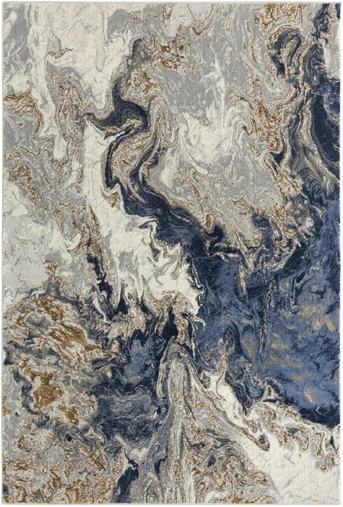 LUXE WEAVERS Marble Swirl Abstract Area Rug, Blue 8x10
