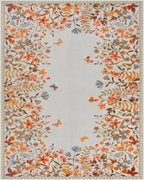 Wonnitar Fall Washable 8x10 Rug for Living Room, Soft Halloween Rug Floral Area Rug for Bedroom, Non Slip Dining Room Botanical Floor Carpet for Kids Nursery Playroom Guest Room (Orange,8'x10')
