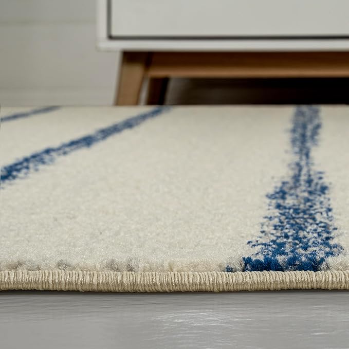 JONATHAN Y Williamsburg Minimalist Stripe Cream/Navy Indoor Area Rug, 3x5, Contemporary, Modern, Easy-Cleaning for Living Room, Bedroom, Kitchen, Pet Friendly, Non-Shedding (MOH201E-3)