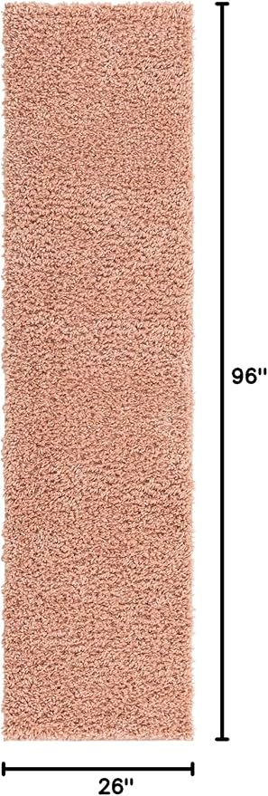 Unique Loom Davos Shag Collection Area Rug - Solid (2' 2" x 8' Runner, Dusty Rose)