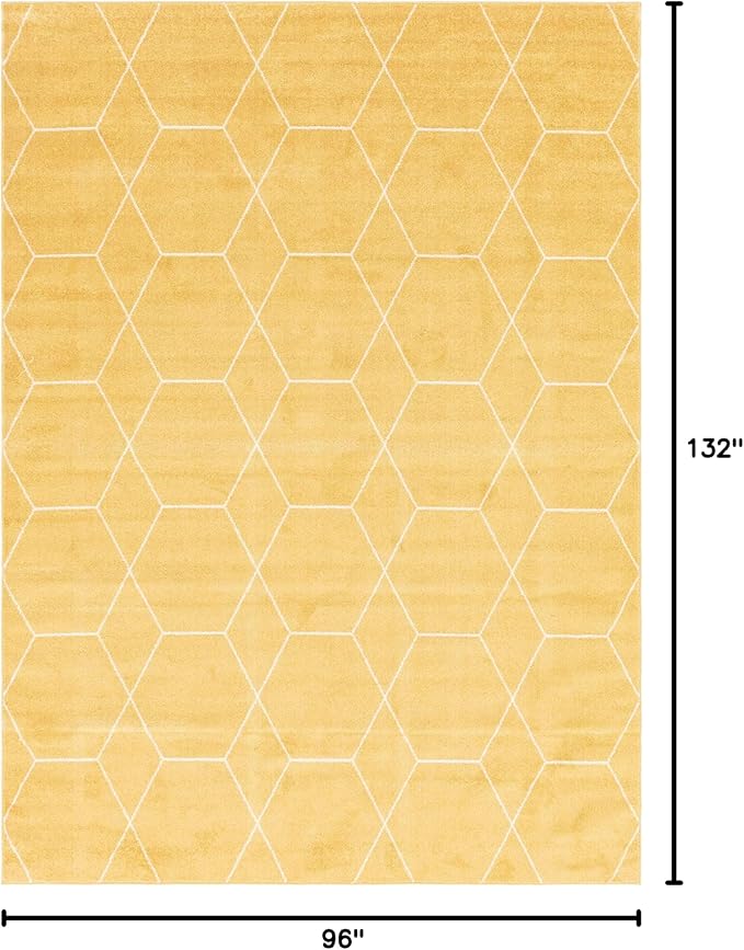 Unique Loom Trellis Frieze Collection Area Rug - Geometric (8' x 11', Yellow/ Ivory)