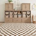 jinchan 4x6 Brown Checkered Area Rugs for Kids Room - Machine Washable Rug Modern Neutral Geometric Lattice Soft Non-Slip Carpet for Nursery Playroom Bedroom Entryway Living Room Home Office